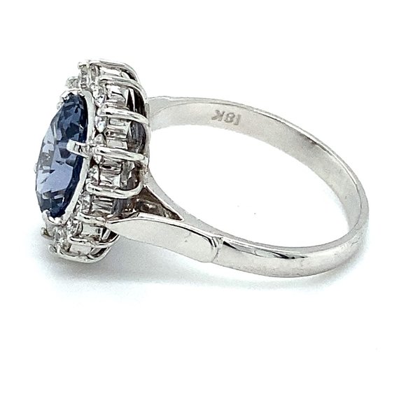 Blue Spinel 3.26ct Diamonds 18K White Gold Ring - Picture 6 of 8
